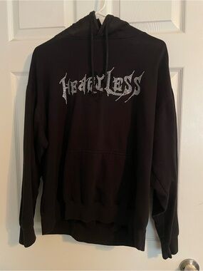 Heartless Men's Black Rhinestone Logo Hoodie